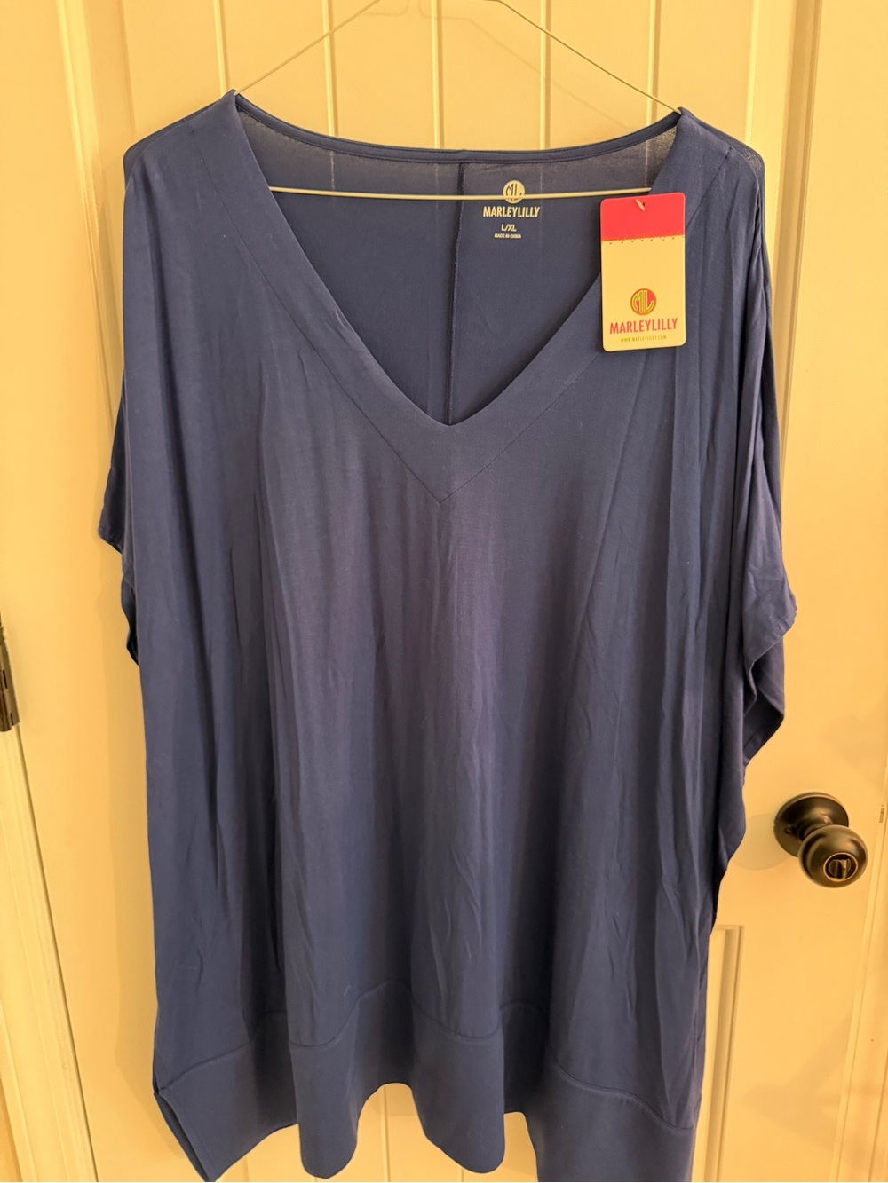 NWT new Marleylily Women's V-Neck Navy Blue swim Coverup -  Lg/XL